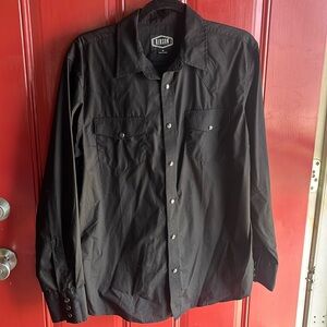 GIBSON MEN'S BASIC SOLID LONG SLEEVE PEARL SNAP WESTERN SHIRT Size Medium